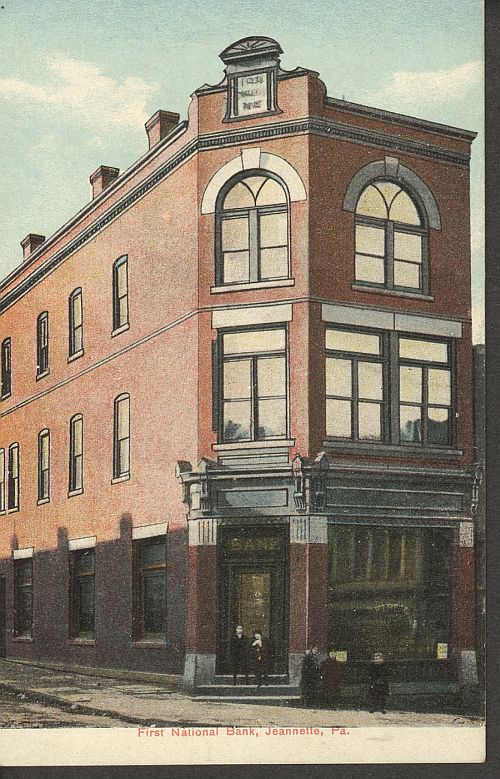 Jeannette, PA, Charter #4092, FNB Building Photo Postcard